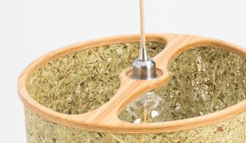 Lampenschirme aus purem Heu und Holz
