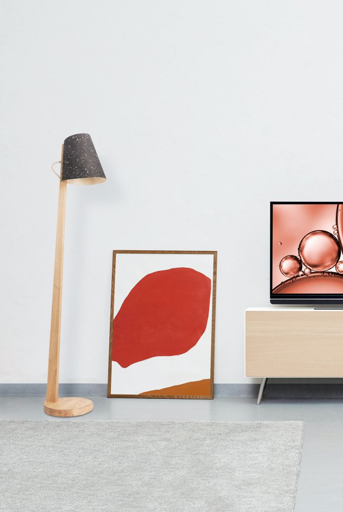 1411 Stehleuchte konisch Kork ALMUT Wohnzimmer