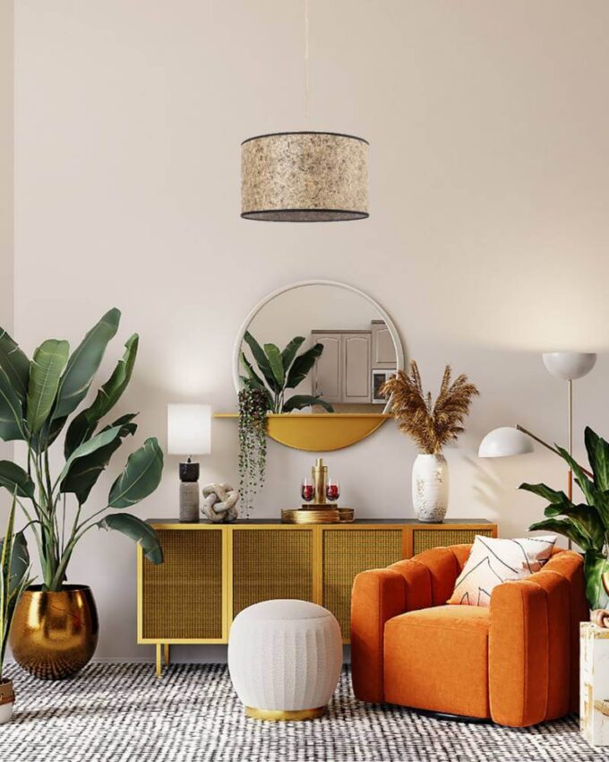 Pendelleuchte aus Heu 0000 ALMUT 48cm DM