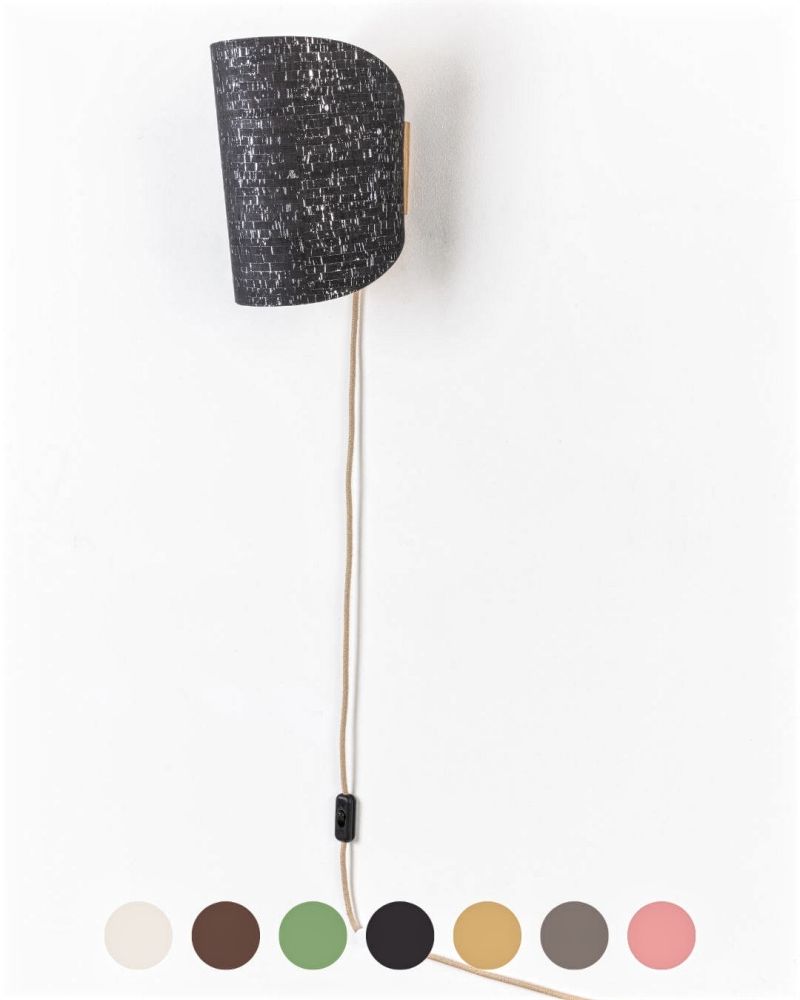 Wandleuchte mit Kabel und Stecker 1411 geschwungen Kork