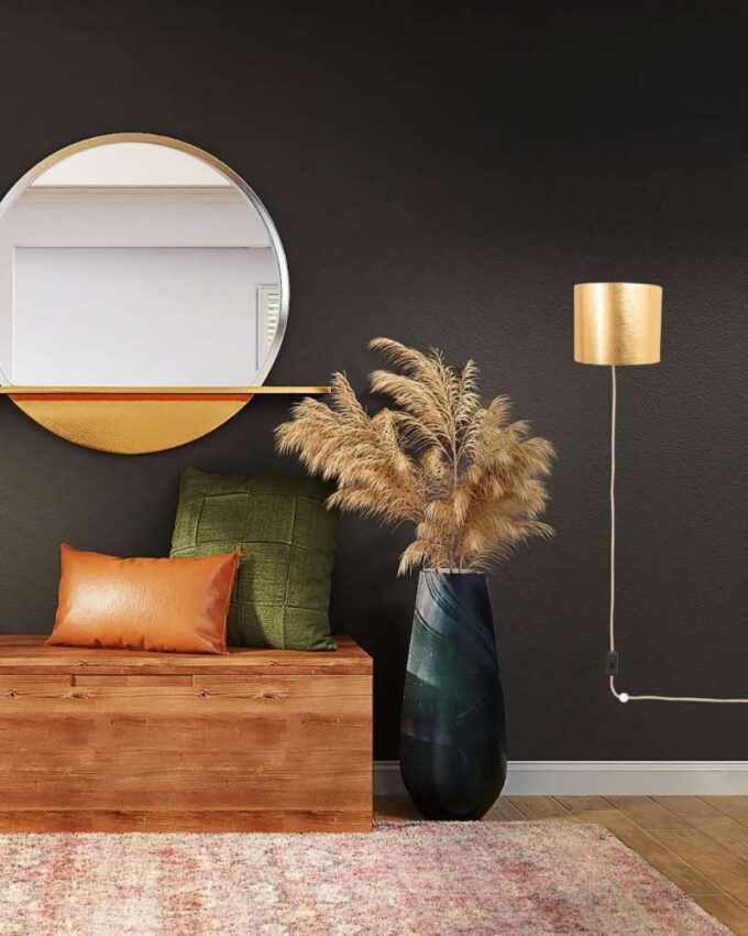 Wandleuchte mit Kabel ALMUT 1411 zylindrisch Ananasfasern