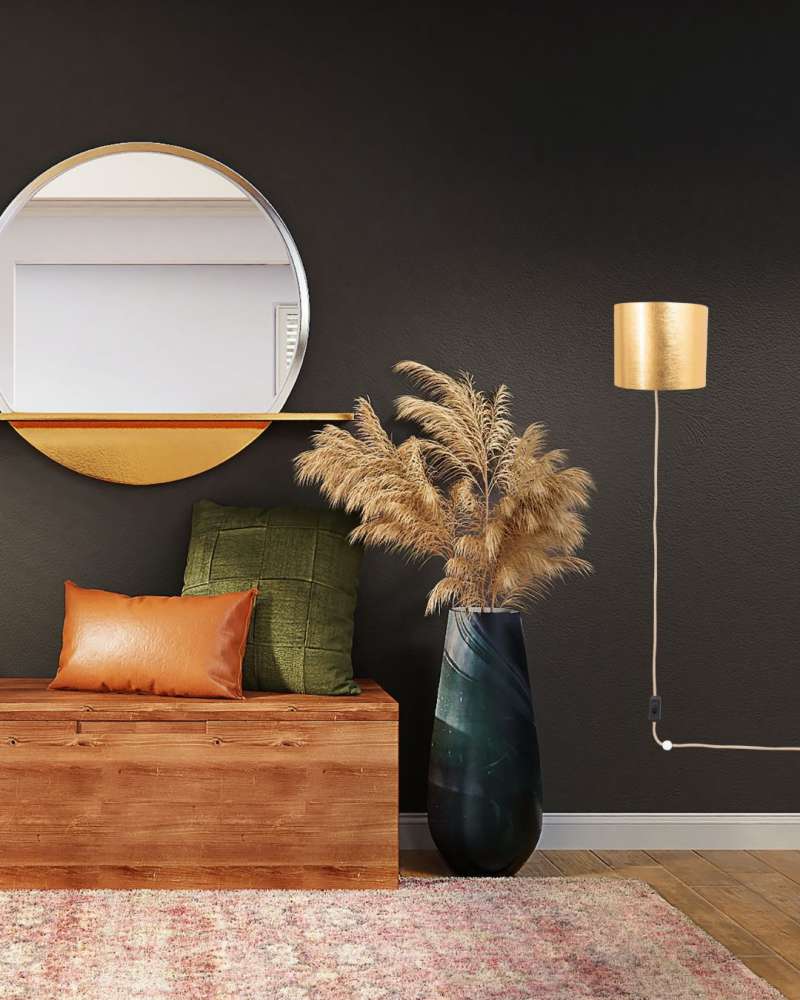 Wandleuchte mit Kabel ALMUT 1411 zylindrisch Ananasfasern