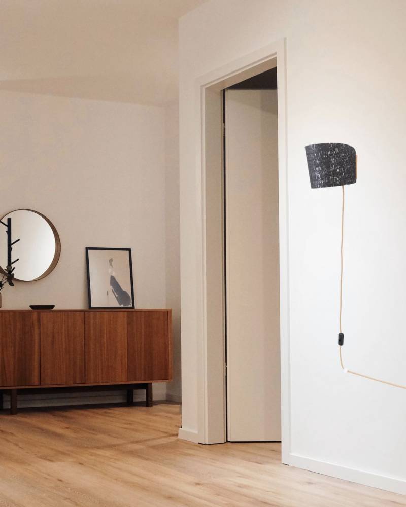 Wandleuchte mit Kabel ALMUT 1411 zylindrisch Kork