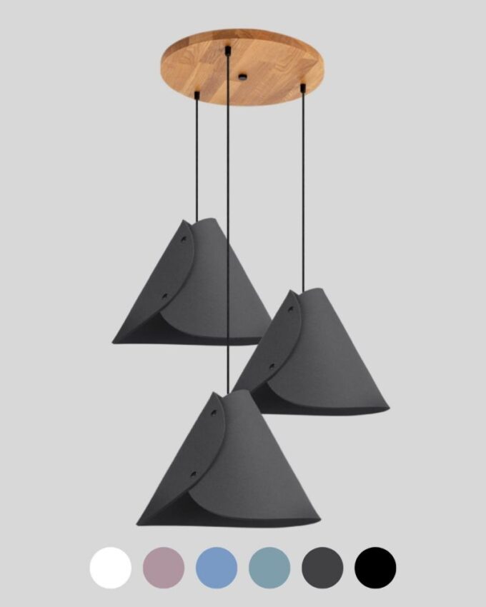 3er Pendelleuchte Merino Wollfilz konisch ALMUT 0314