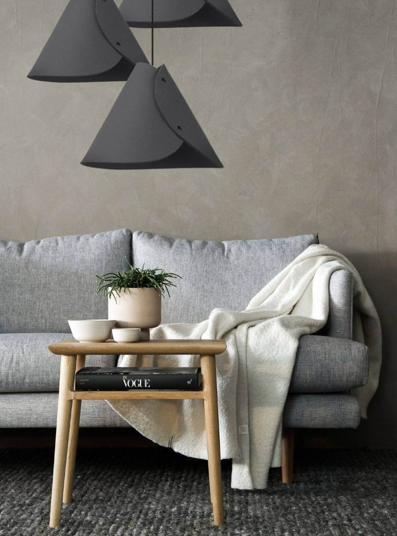 Pendelleuchtenn konisch Filz Rundbaldachin Steingrau 0314 ALMUT