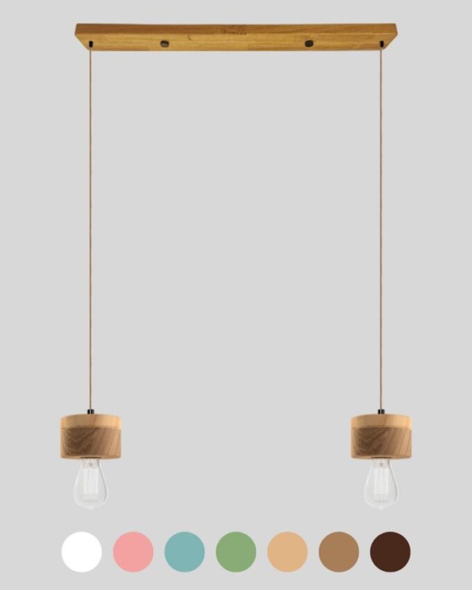 2er Pendelleuchte Eichenholz ALMUT Esszimmer 0239