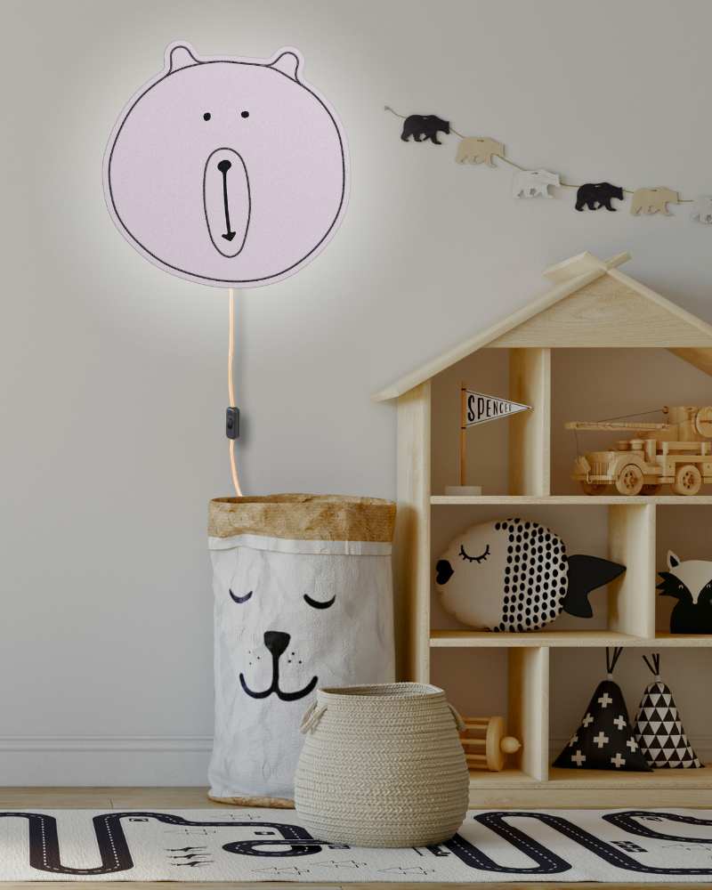 Kinderzimmer Lampe mit Kabel ALMUT_1505_Kinderzimmer_Nachtlicht_Baer_Rosa