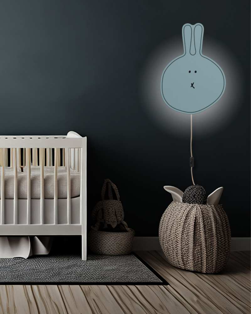 Nachtlicht mit Kabel und Stecker ALMUT_1505_Kinderzimmer_Nachtlicht_Hase_Blau