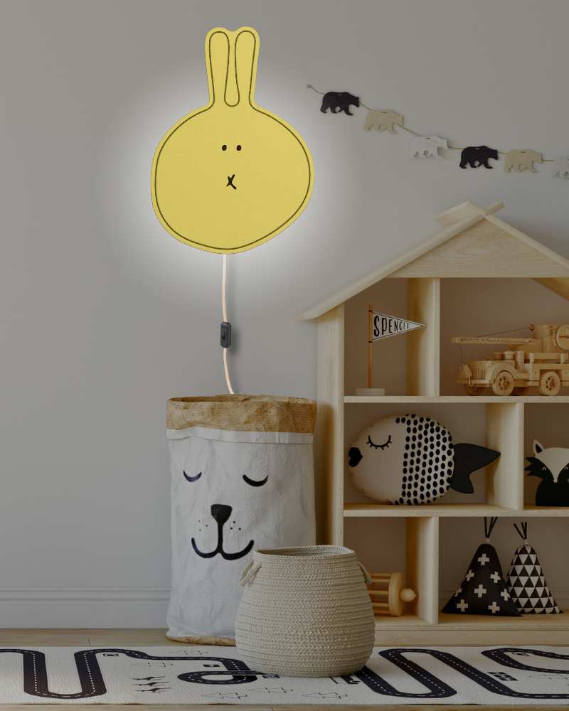 Nachtlicht mit Kabel und Stecker ALMUT_1505_Kinderzimmer_Nachtlicht_Hase_Gelb